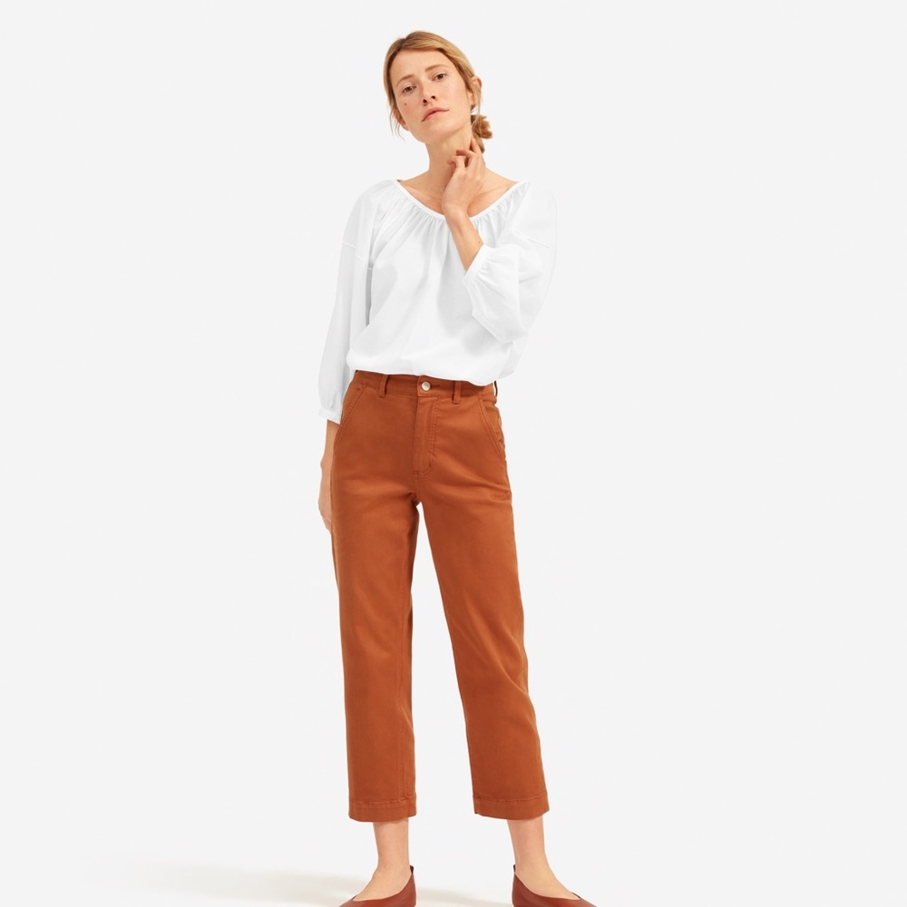 Everlane Ruched Air Blouse White 2 NWT